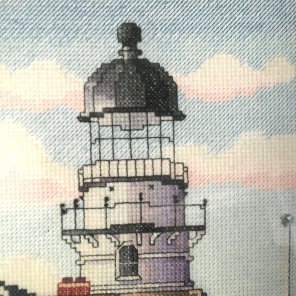 Framed CAPE ELIZABETH Lighthouse, Maine Completed Cross Stitch - Picture 4 of 4
